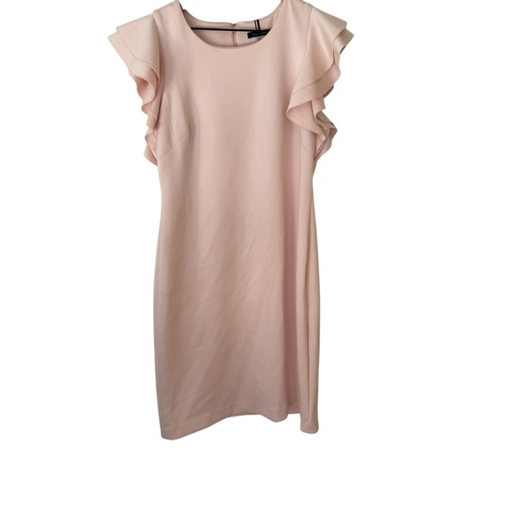 Tommy Hilfiger Woman's Size 14 Blush Pink Scalloped Sleeves Midi Dress - Picture 8 of 8